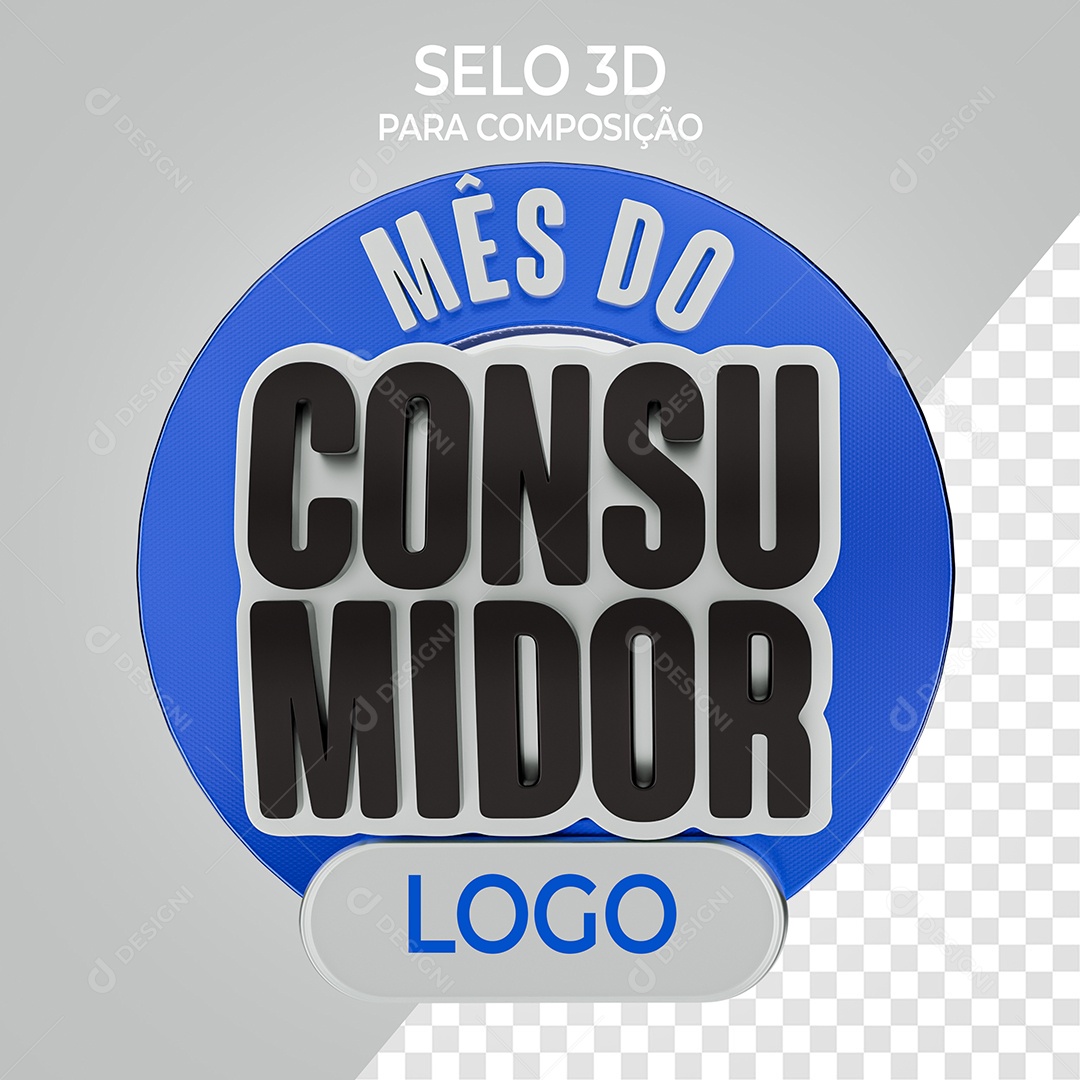 Selo 3D Mês do Consumidor para Composição PSD