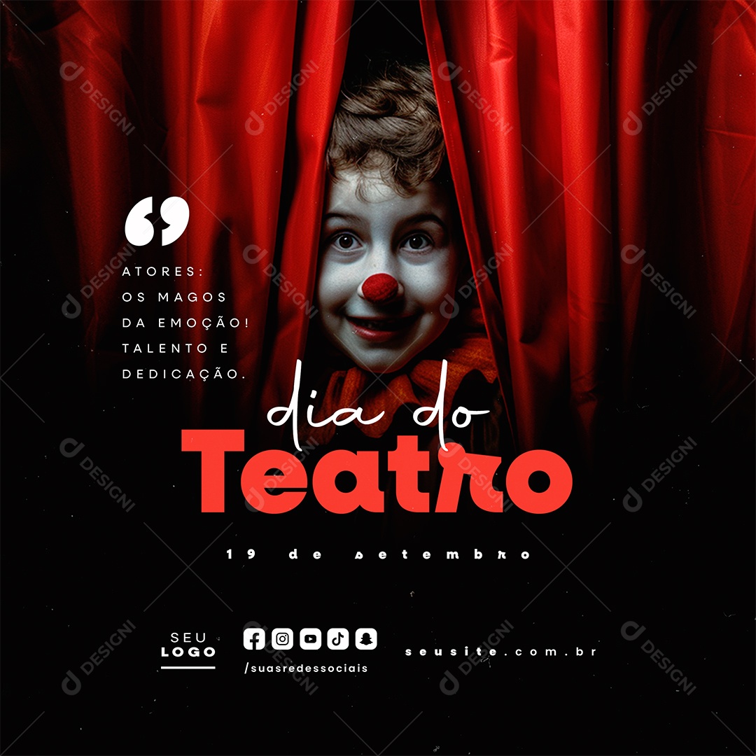 Dia do Teatro 19 de Setembro Social Media PSD Editável