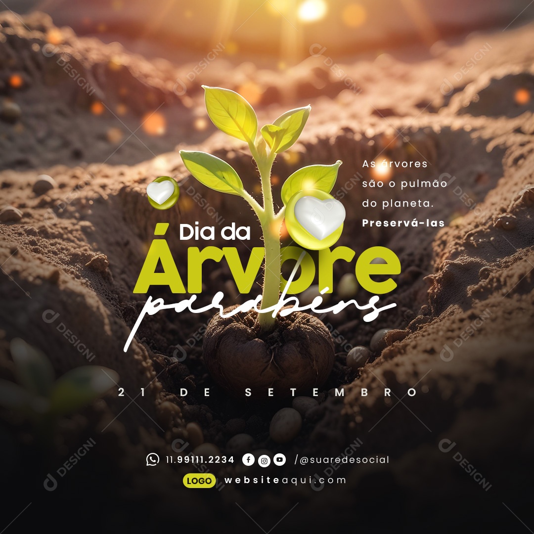Dia da Árvore 21 de Setembro Parabéns Social Media PSD Editável