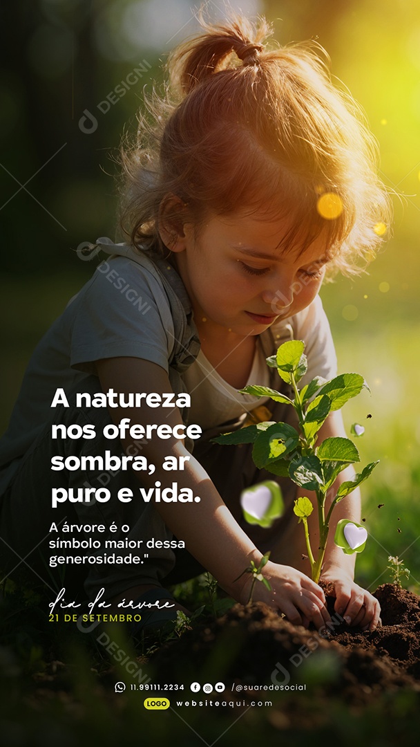 Story Dia da Árvore 21 de Setembro a Natureza nos Oferece Sombra Ar Puro e Vida Social Media PSD Editável