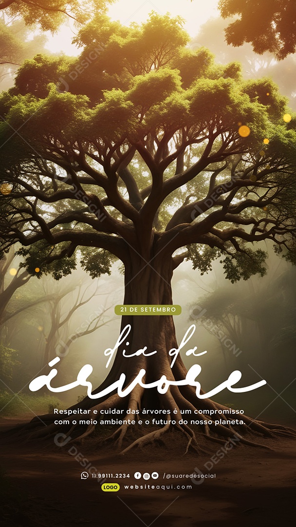 Story Dia da Árvore 21 de Setembro Respeitar e Cuidar das Árvores é um Compromisso Social Media PSD Editável