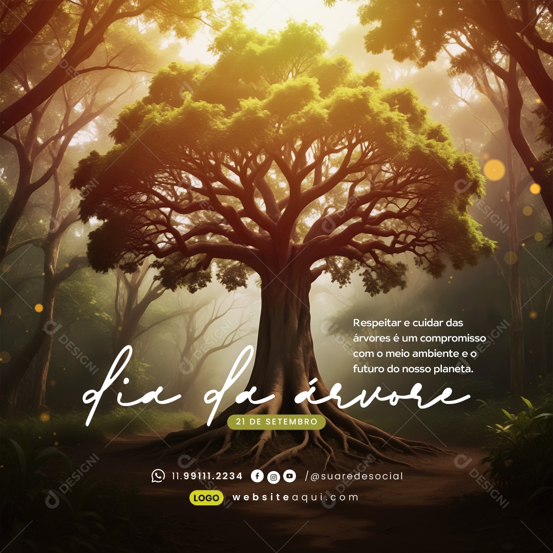 Dia da Árvore 21 de Setembro Respeitar e Cuidar das Árvores é um Compromisso Social Media PSD Editável