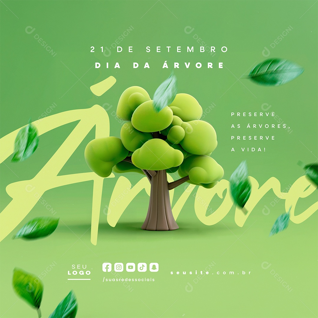 Dia da Árvore 21 de Setembro Preserve as Árvores Social Media PSD Editável