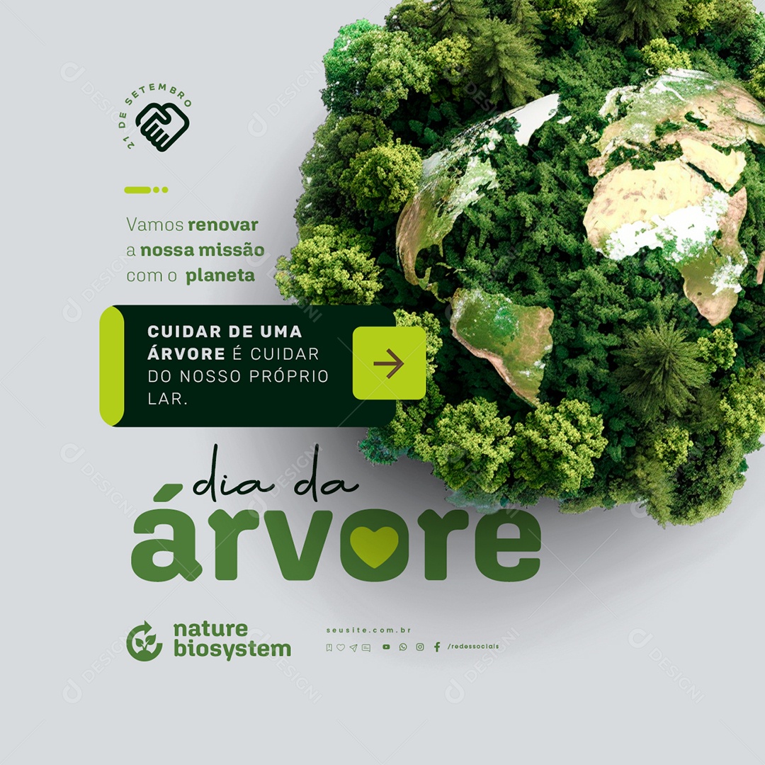 Dia da Árvore 21 de Setembro Vamos Renovar a Missão Social Media PSD Editável