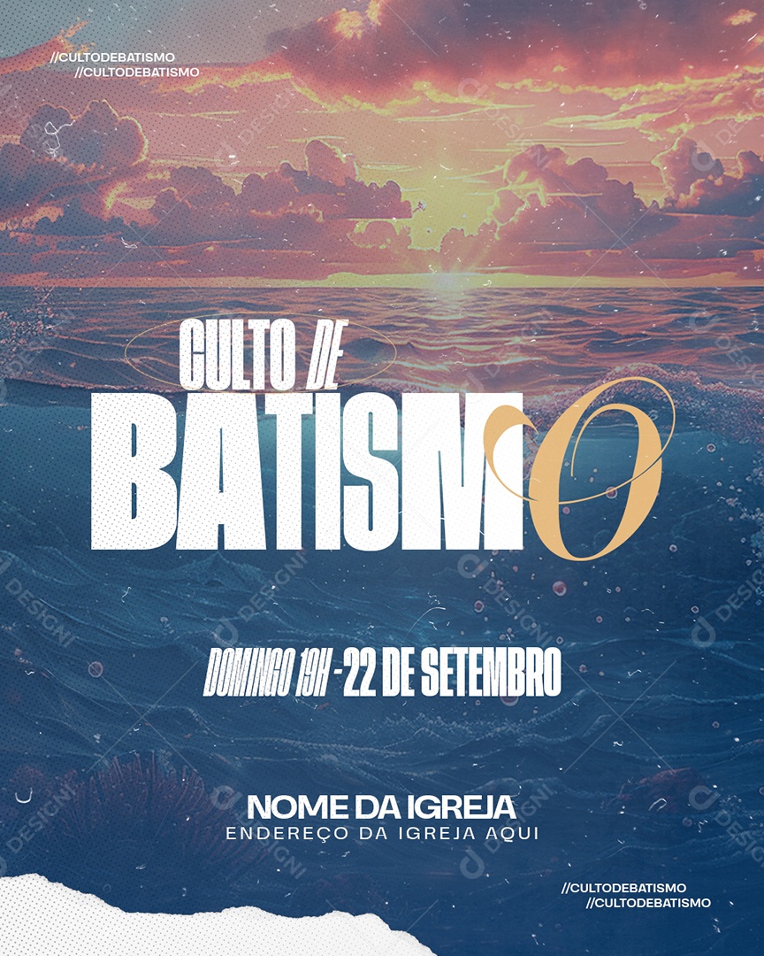 Culto de Batismo Social Media PSD Editável