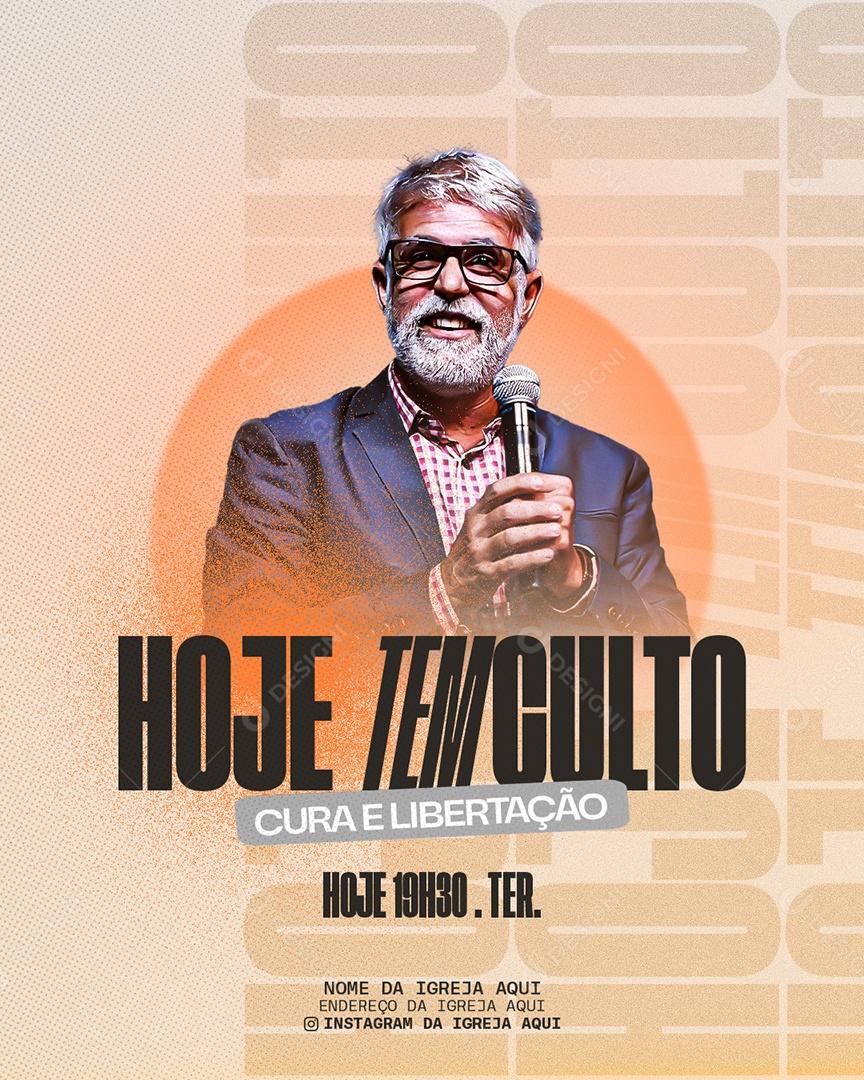 Hoje tem Culto Social Media PSD Editável