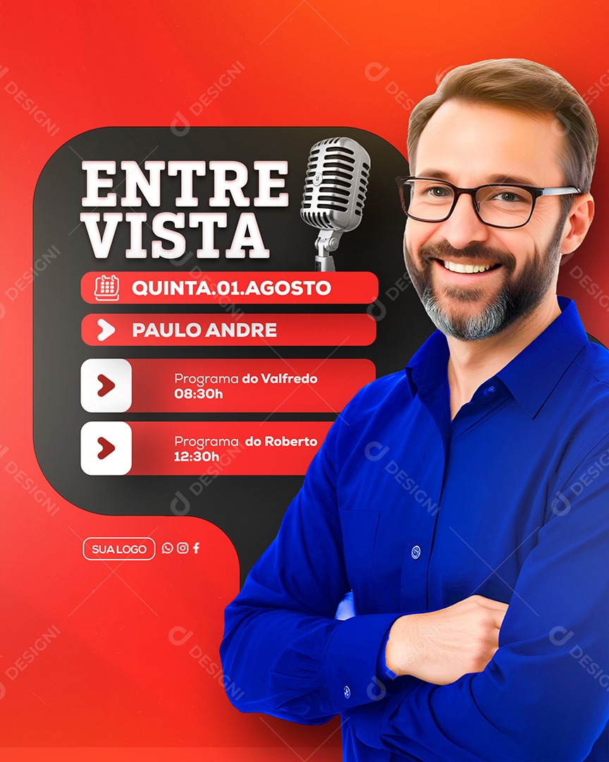 Entrevista Quinta 01 de Agosto Paulo Andre Social Media PSD Editável