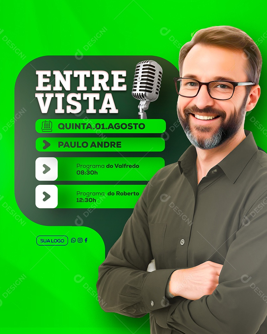 Entrevista Paulo Andre Social Media PSD Editável