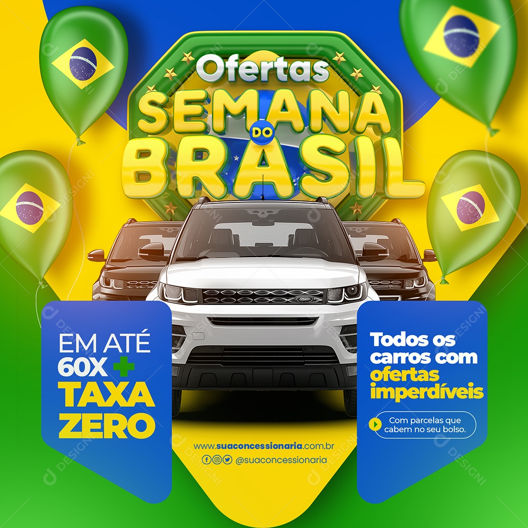 Ofertas Semana do Brasil Concessionária Social Media PSD Editável