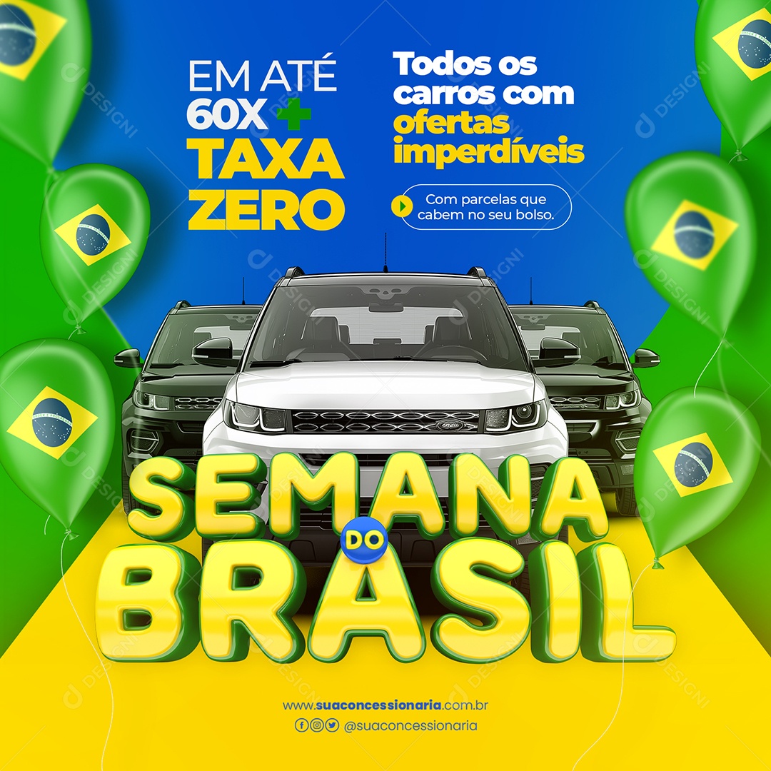 Semana do Brasil Concessionária Social Media PSD Editável