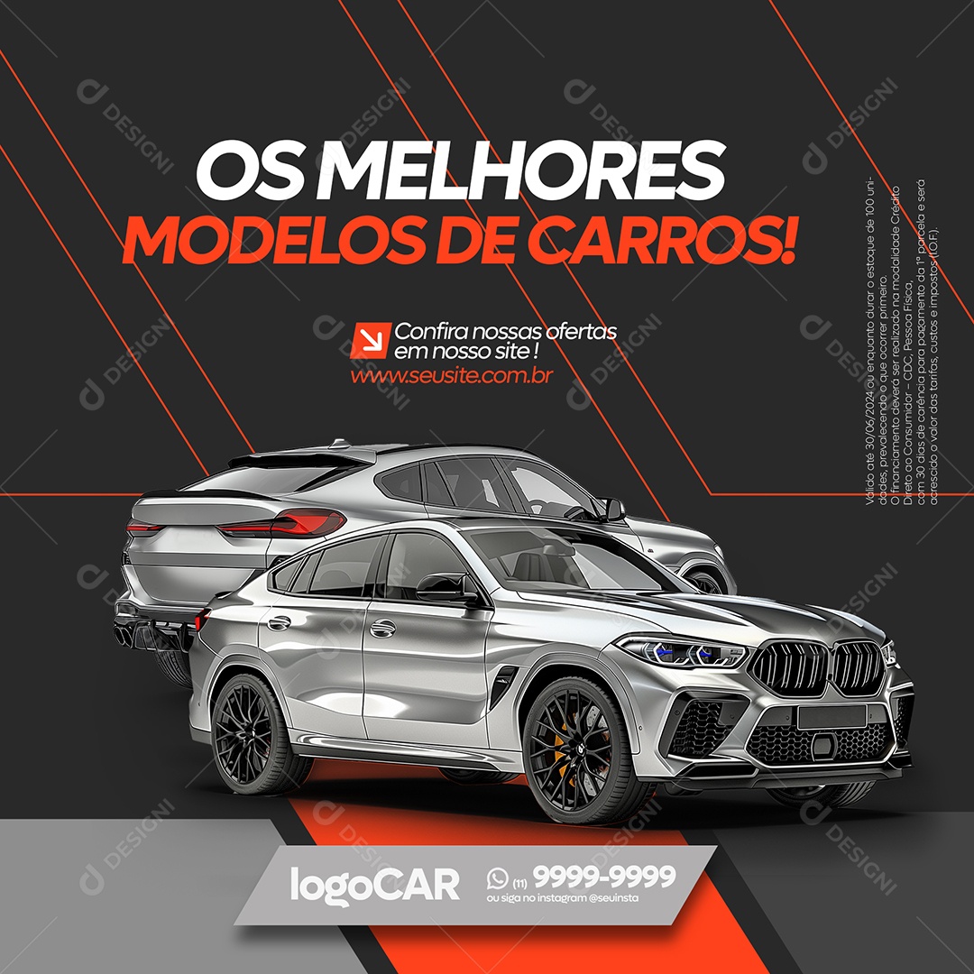 Concessionária os Melhores modelos Social Media PSD Editável