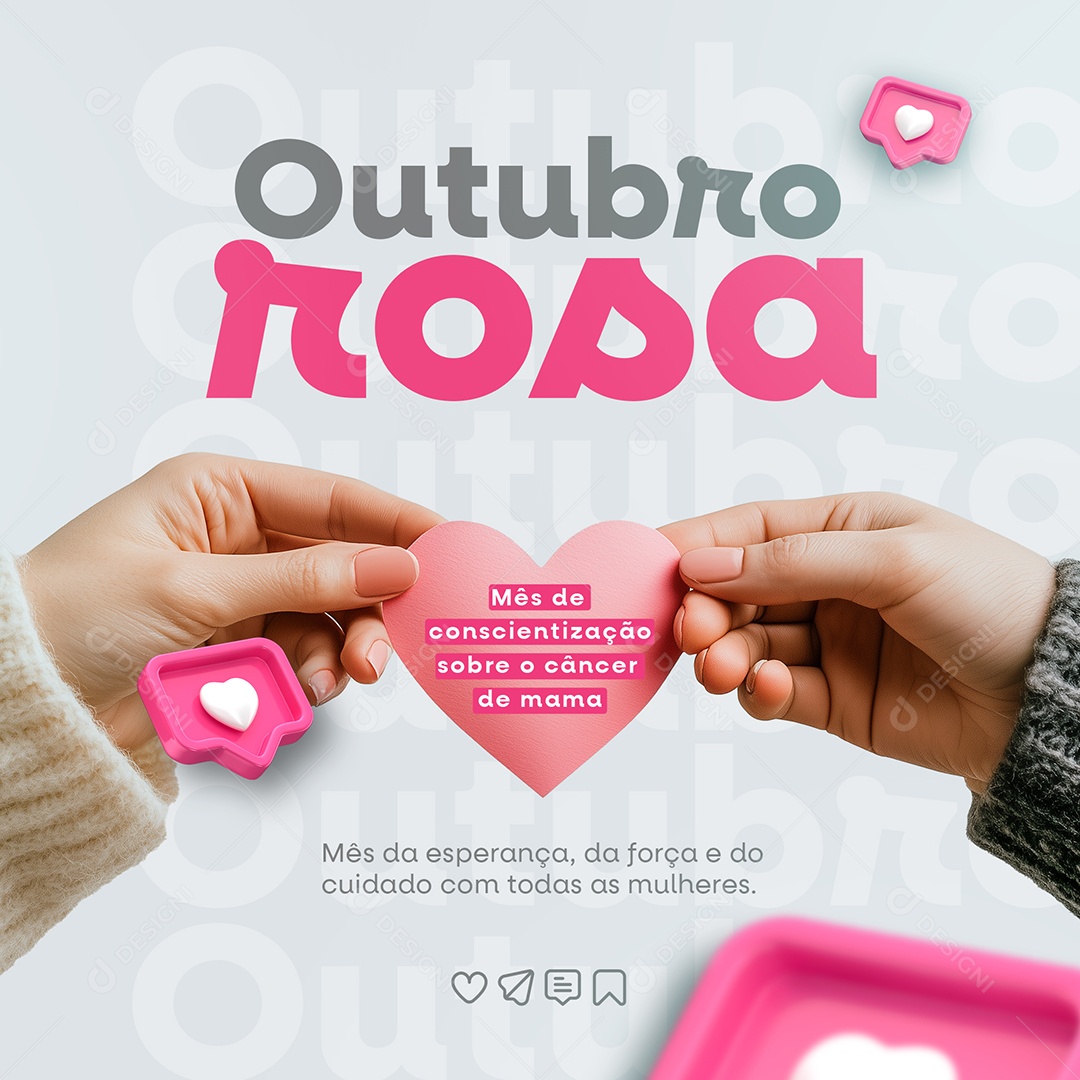 Outubro Rosa Mês da Conscientização Sobre o Câncer de Mama Social Media PSD Editável