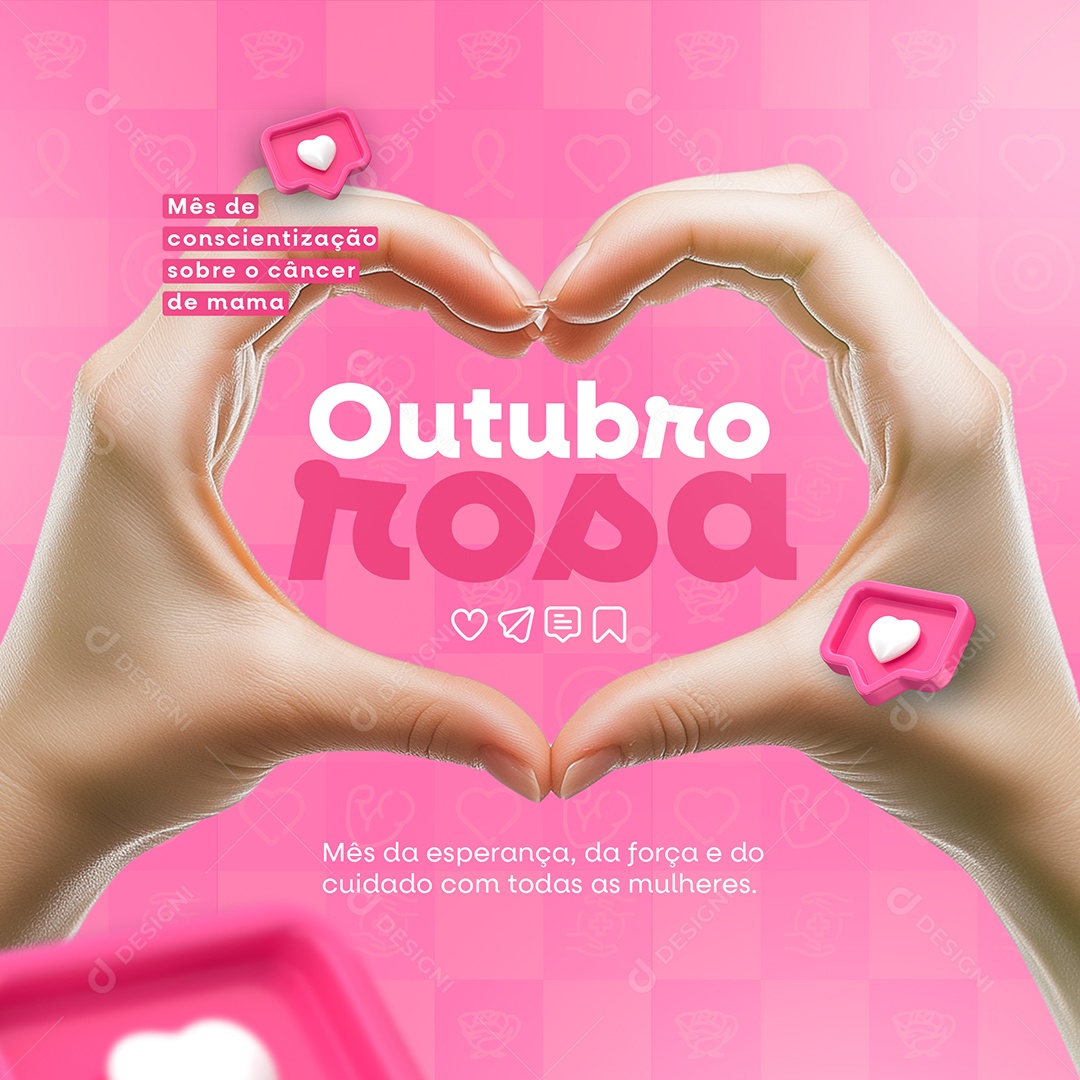 Outubro Rosa Mês da Conscientização Sobre o Câncer de Mama Social Media PSD Editável