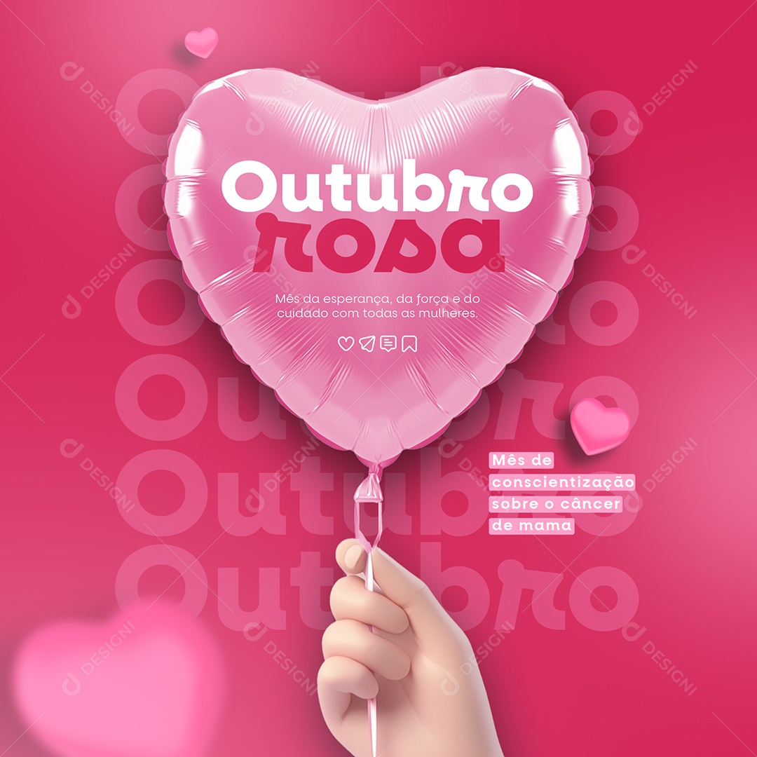 Outubro Rosa Mês da Conscientização Sobre o Câncer de Mama Social Media PSD Editável
