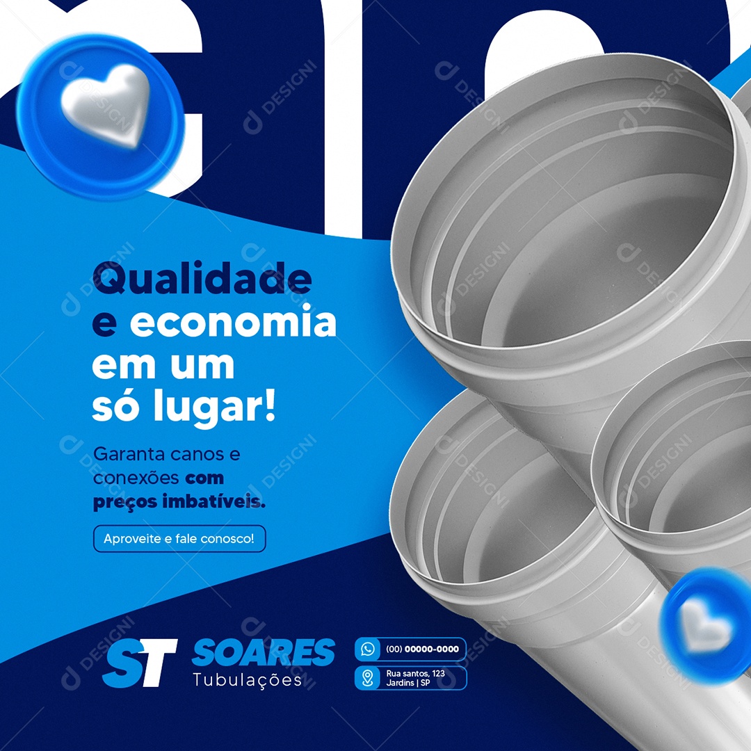 Loja de Canos Qualidade e Economia em Um Só Lugar Social Media PSD Editável