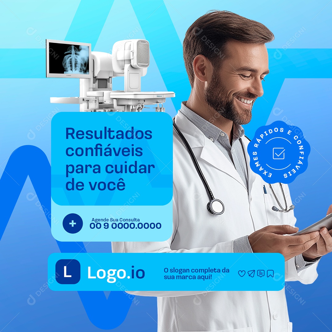 Laboratório Resultados Confiáveis Para Cuidar de Você Social Media PSD Editável