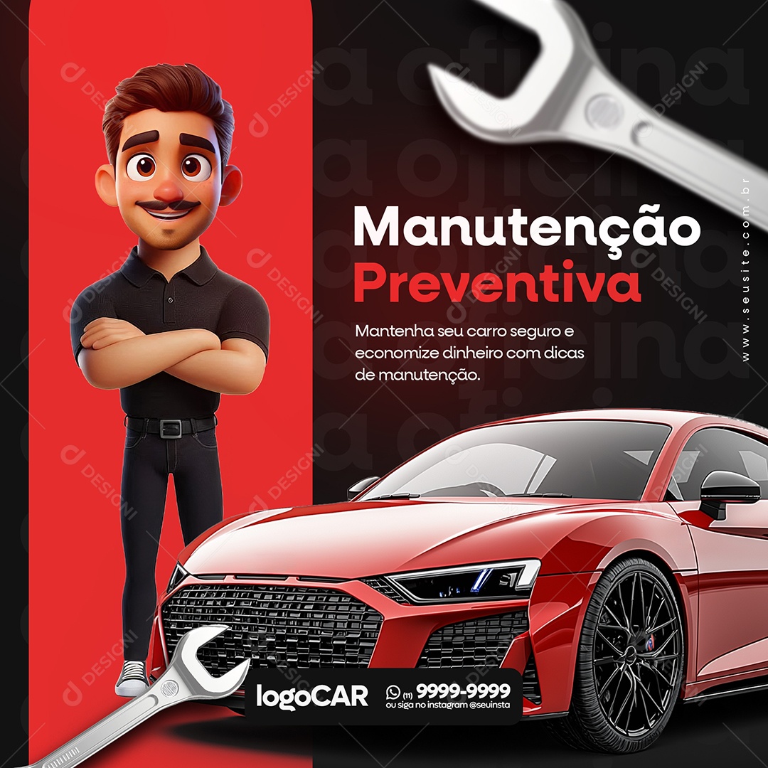 Oficina Manutenção Preventiva Social Media PSD Editável