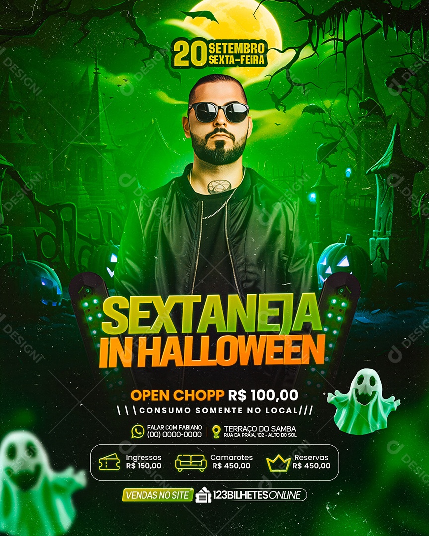 Flyer Sextaneja In Halloween Social Media PSD Editável