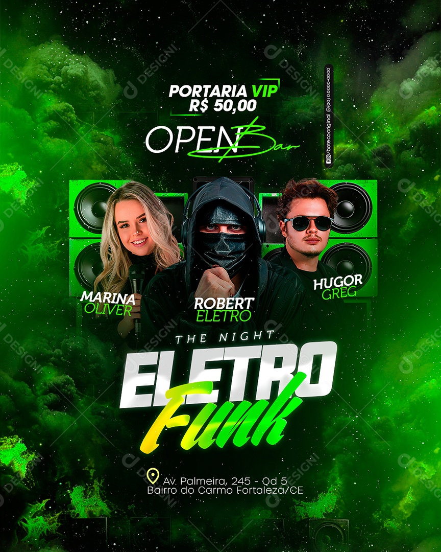 Flyer Open Bar Eletro Funk Social Media PSD Editável