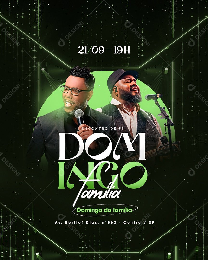 Flyer Gospel Domingo da Família Encontro de Fé Social Media PSD Editável