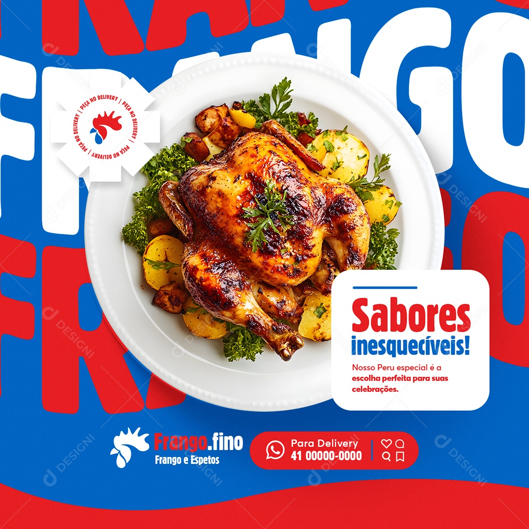 Rotisserie Frango Assado Sabores Inesquecíveis Social Media PSD Editável