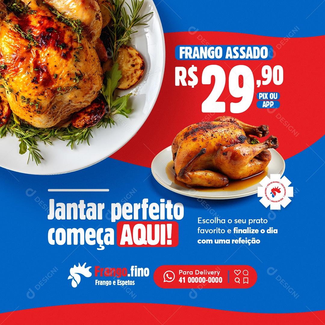 Rotisserie Frango Assado Jantar Perfeito Social Media PSD Editável
