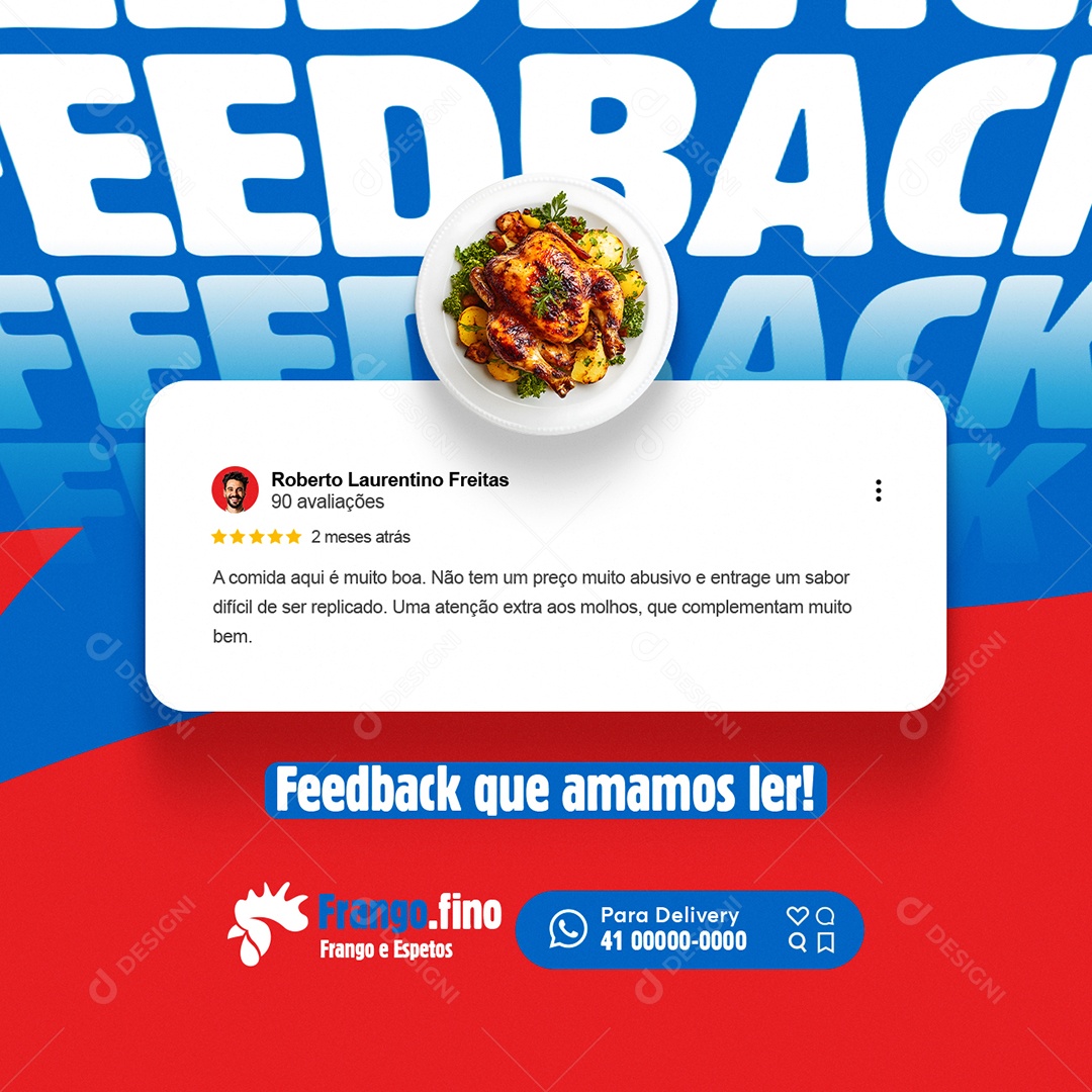 Rotisserie Feedback Social Media PSD Editável