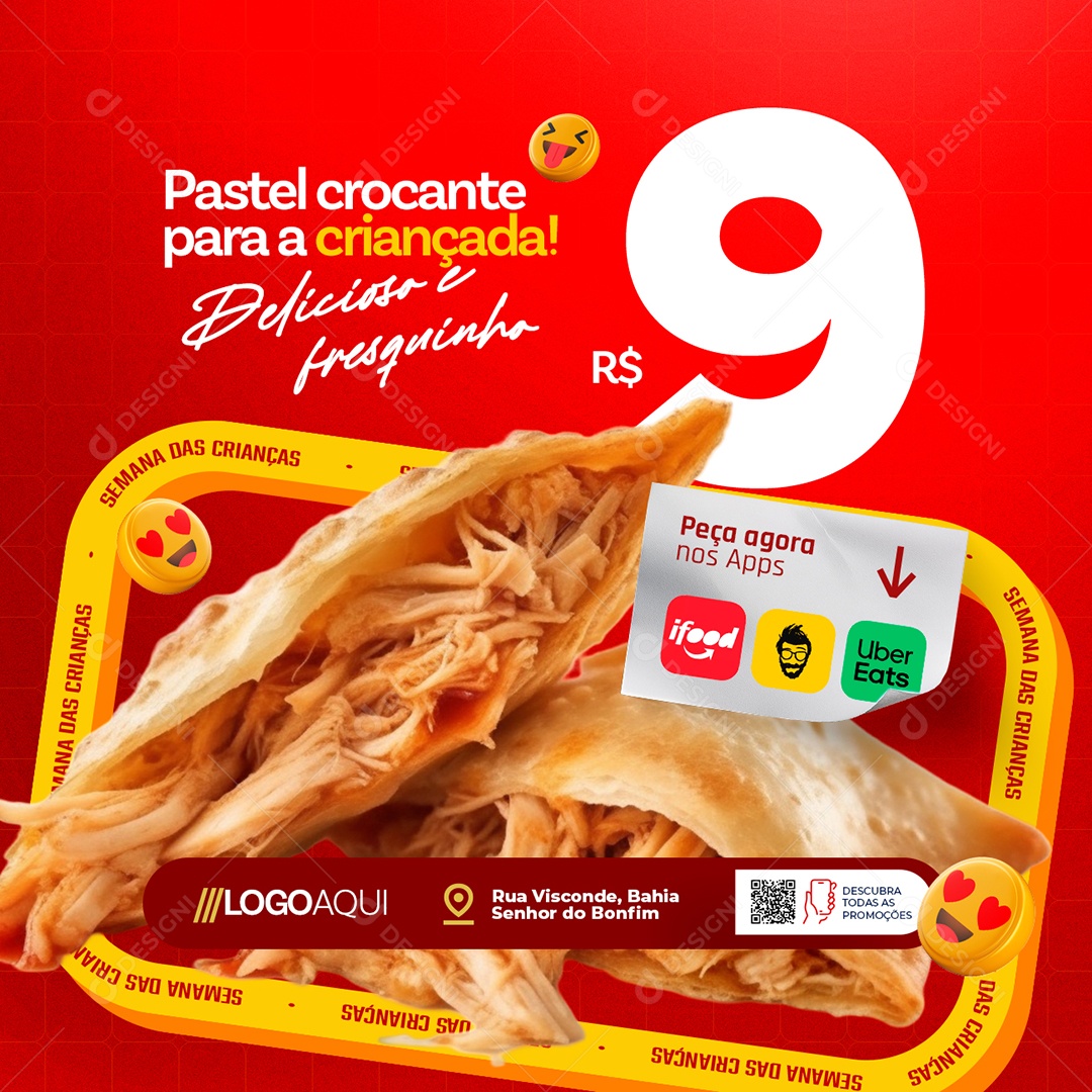 Pastelaria Pastel Crocante para a Criançada Social Media PSD Editável