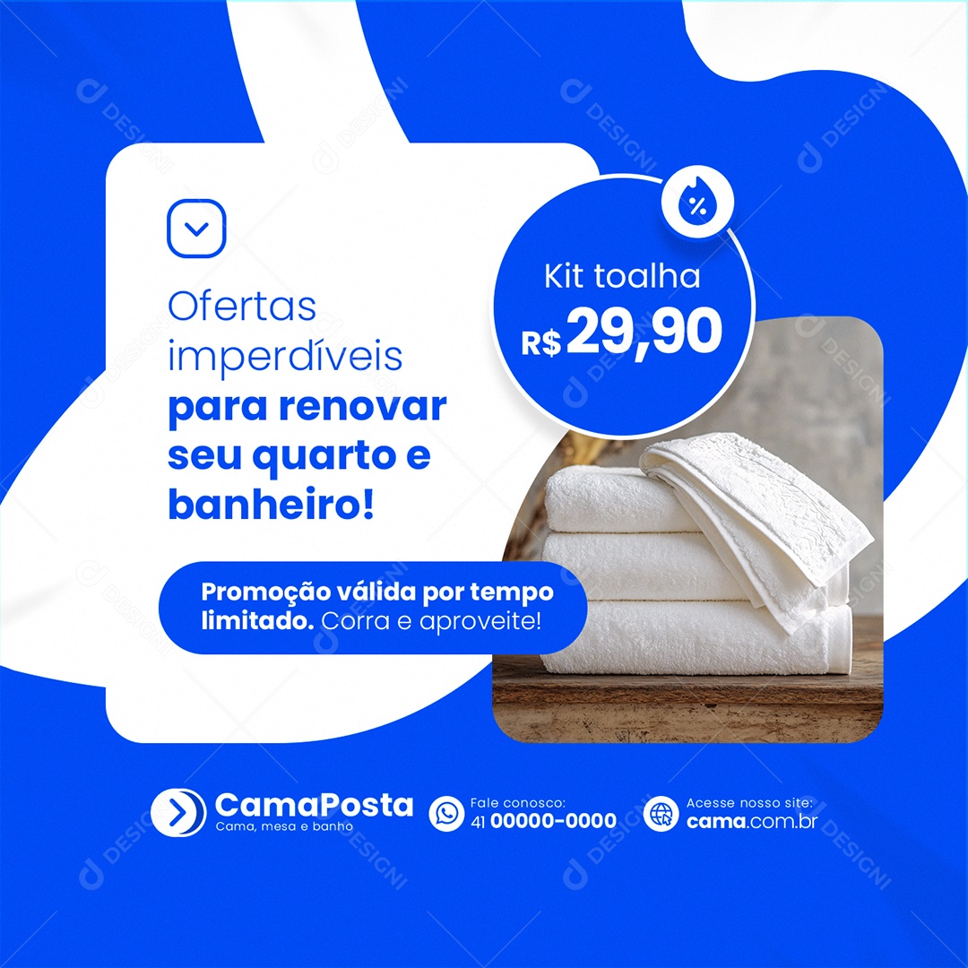 Cama Mesa e Banho Kit Toalha Social Media PSD Editável