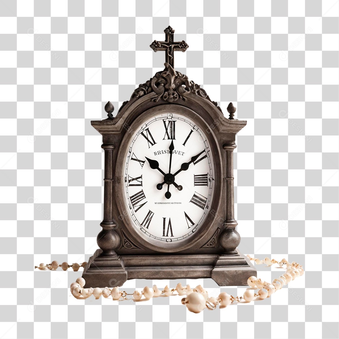 Elemento 3D Relógio Despertador com Cruz PNG Transparente