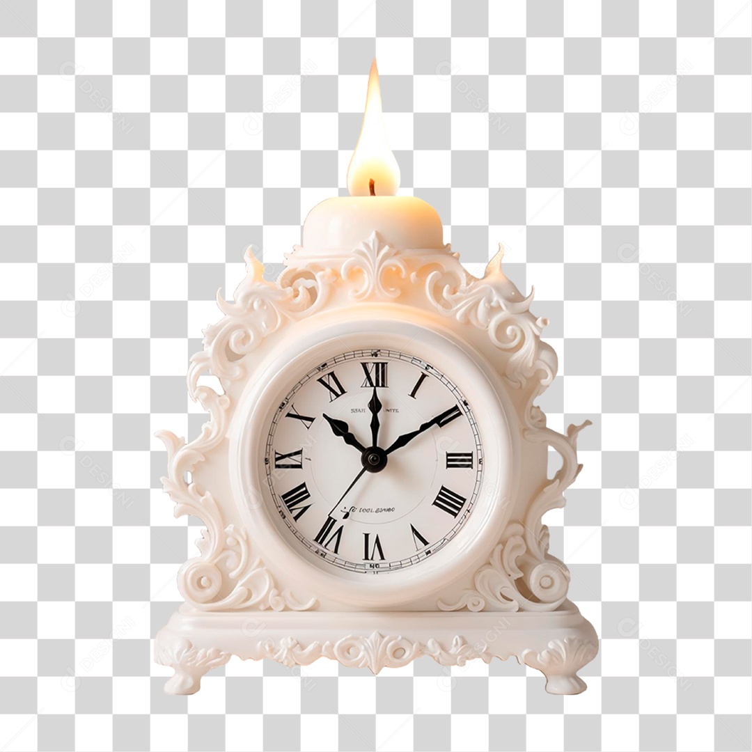 Elemento 3D Relógio Despertador com Vela PNG Transparente