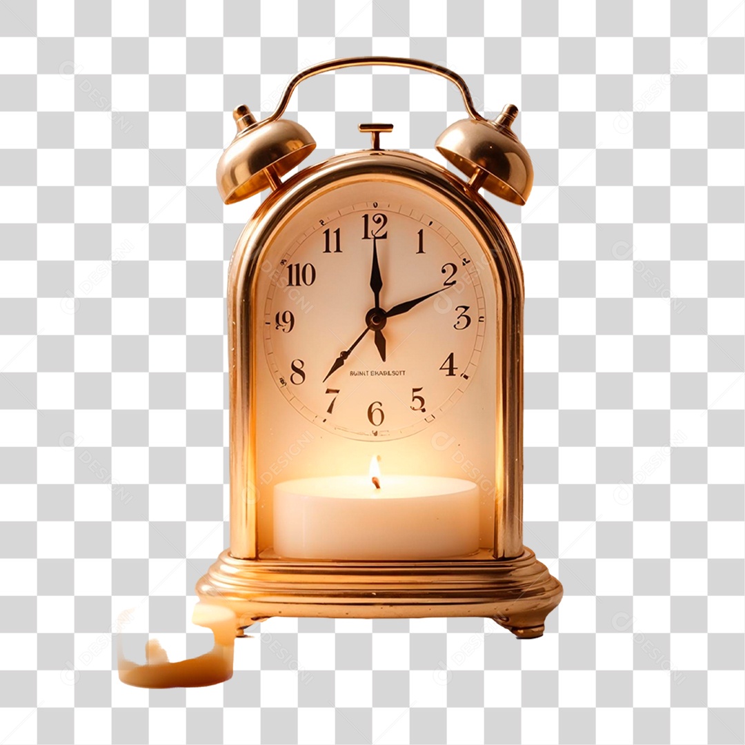 Elemento 3D Relógio Despertador com Vela PNG Transparente