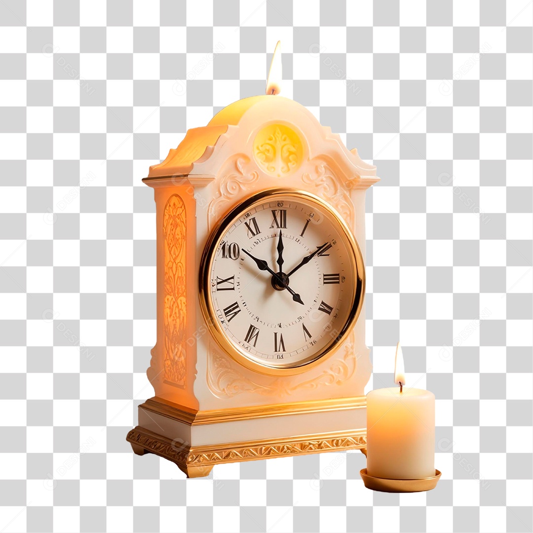 3D Element Clock Alarm Clock with PNG Candle Transparent