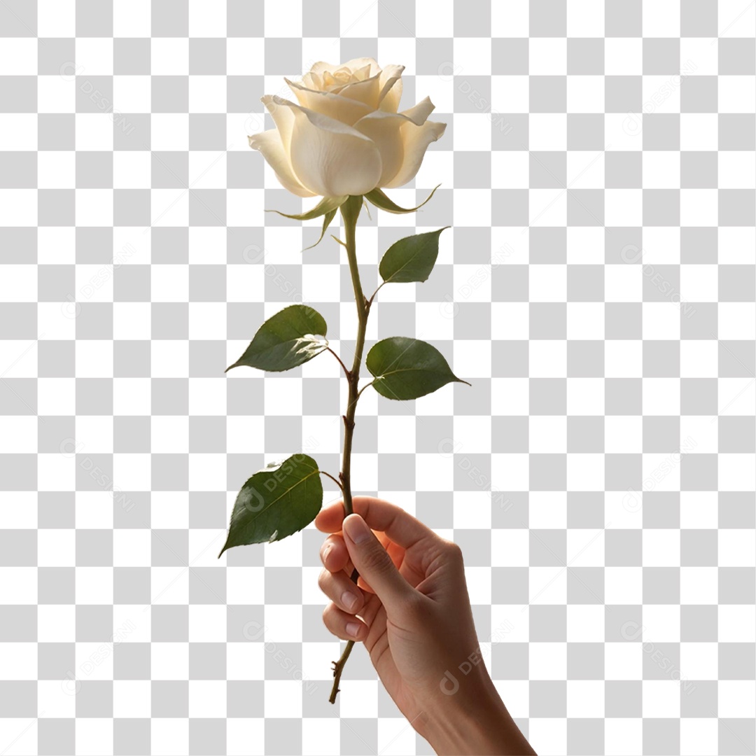 Mão Segurando Flor Branca PNG Transparente