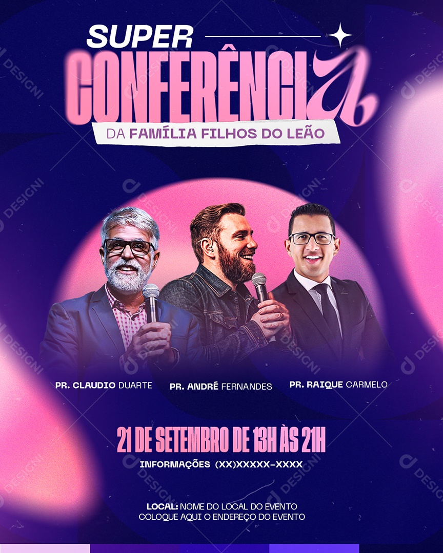 Super Conferencia da Família Filhos do Leão Social Media PSD Editável