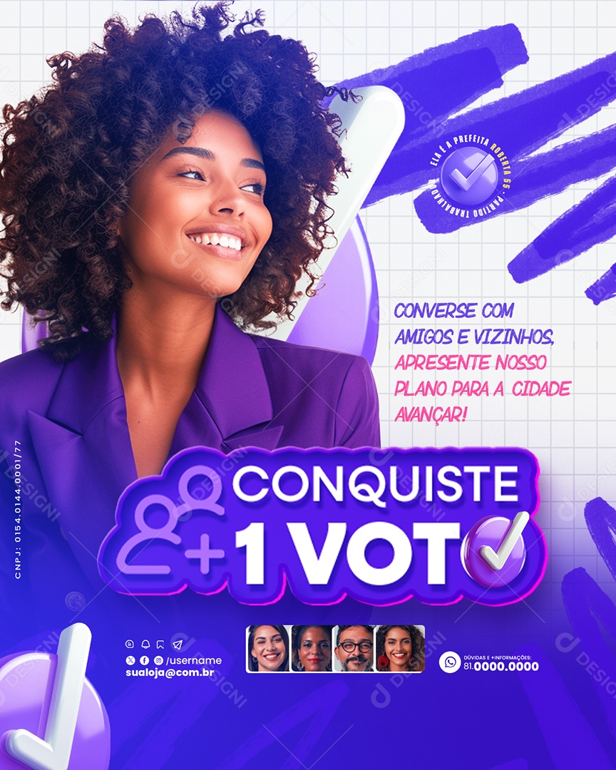 Política Conquiste mais um Voto Apresente nosso Plano para a Cidade Avançar Social Media PSD Editável