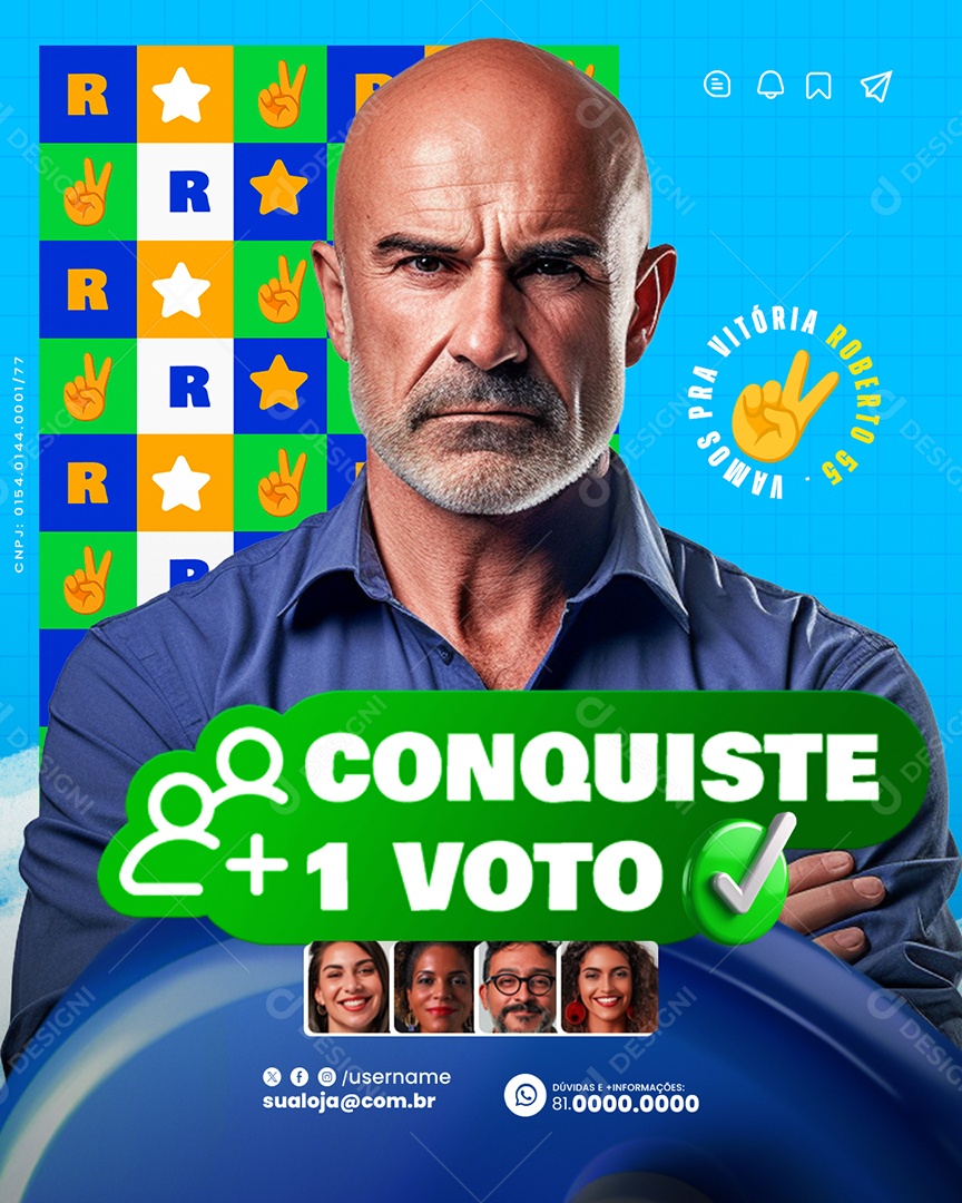 Política Conquiste mais um Voto Social Media PSD Editável