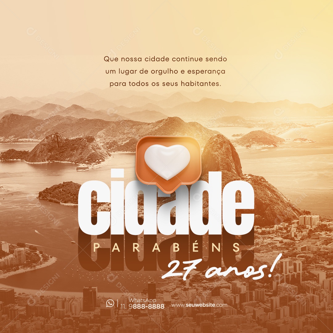 Aniversário Parabéns Cidade Social Media PSD Editável
