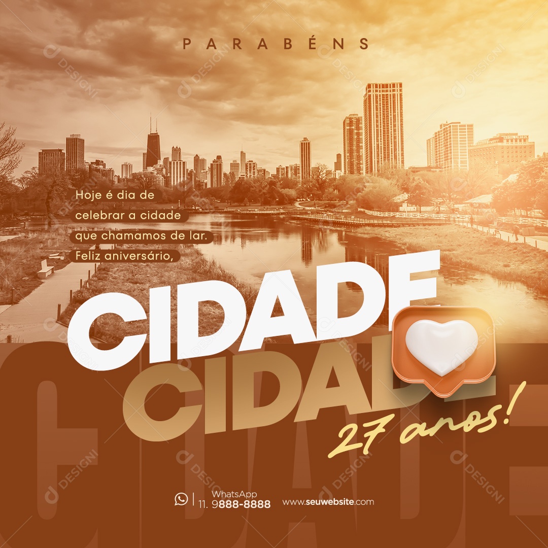 Aniversário Parabéns Cidade Social Media PSD Editável