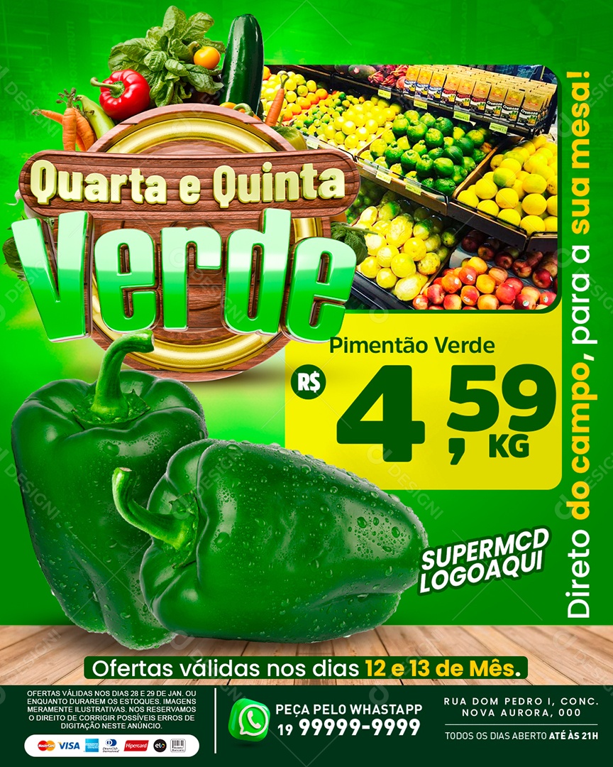 Supermercado Quarta E Quinta Verde Pimentão Verde Selo 3D Para Composição PSD Ediitável