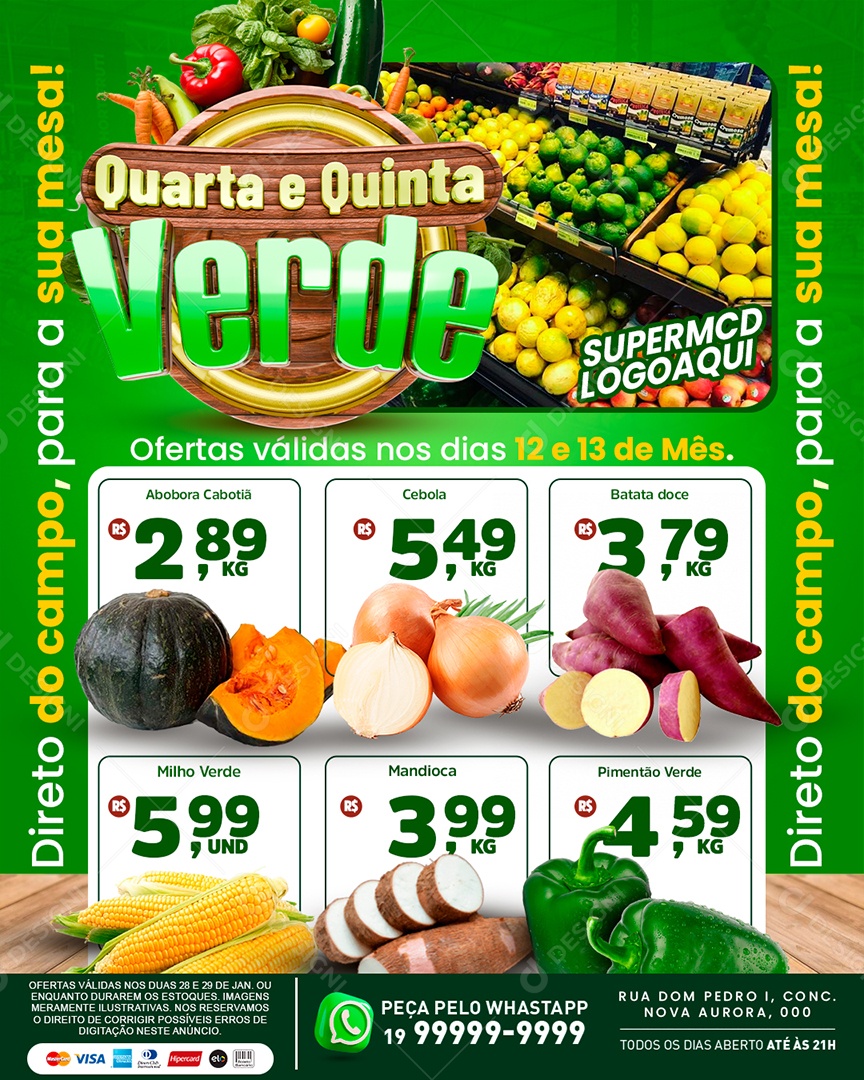 Supermercado Encarte Quarta E Quinta Verde Verduras  Social Media PSD Editável