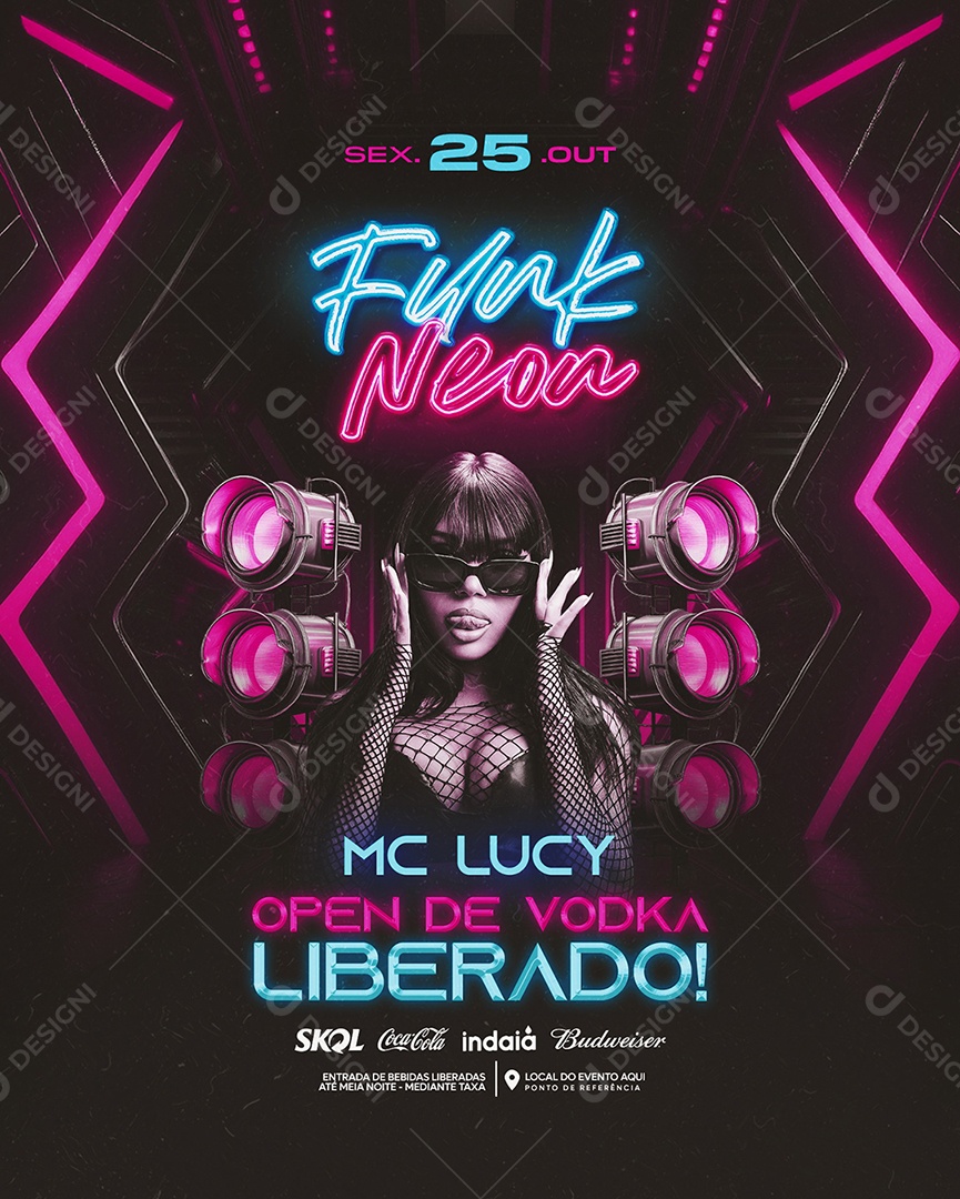 Funk Neon Social Media PSD Editável