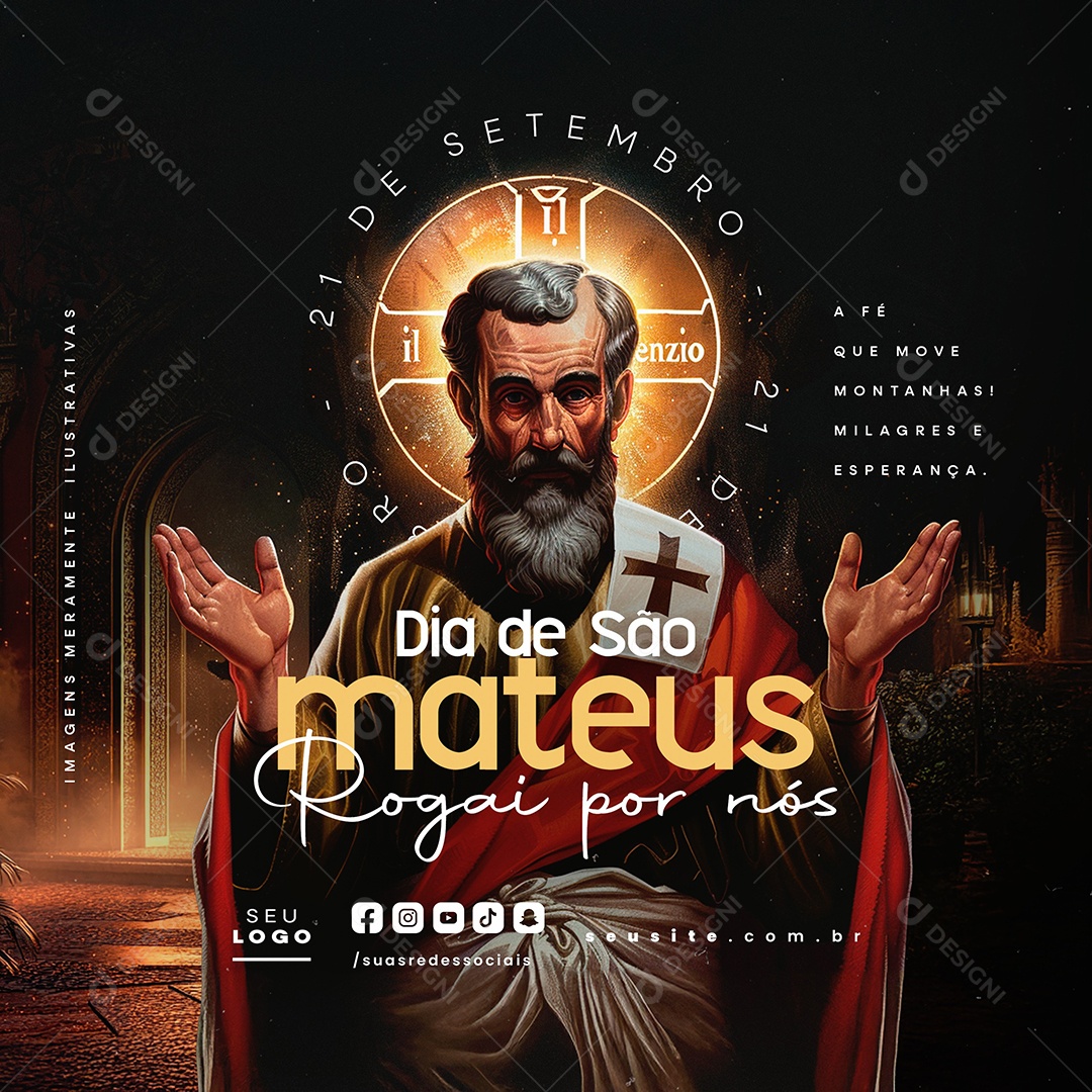 Dia de São Mateus 21 de Setembro Rogai Por Nós Social Media PSD Editável