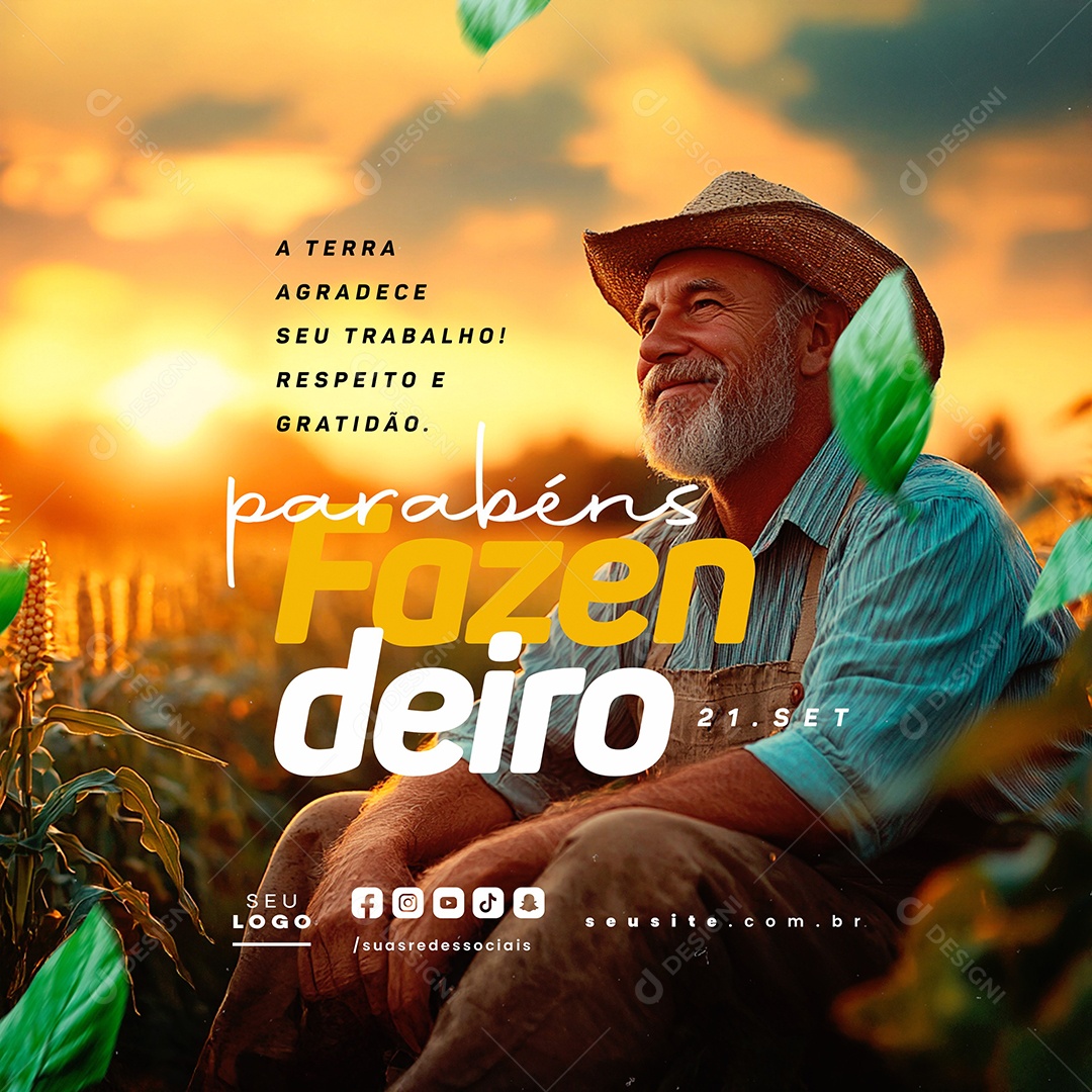 Dia Do Fazendeiro 21 De Setembro Parabéns Social Media PSD Editável