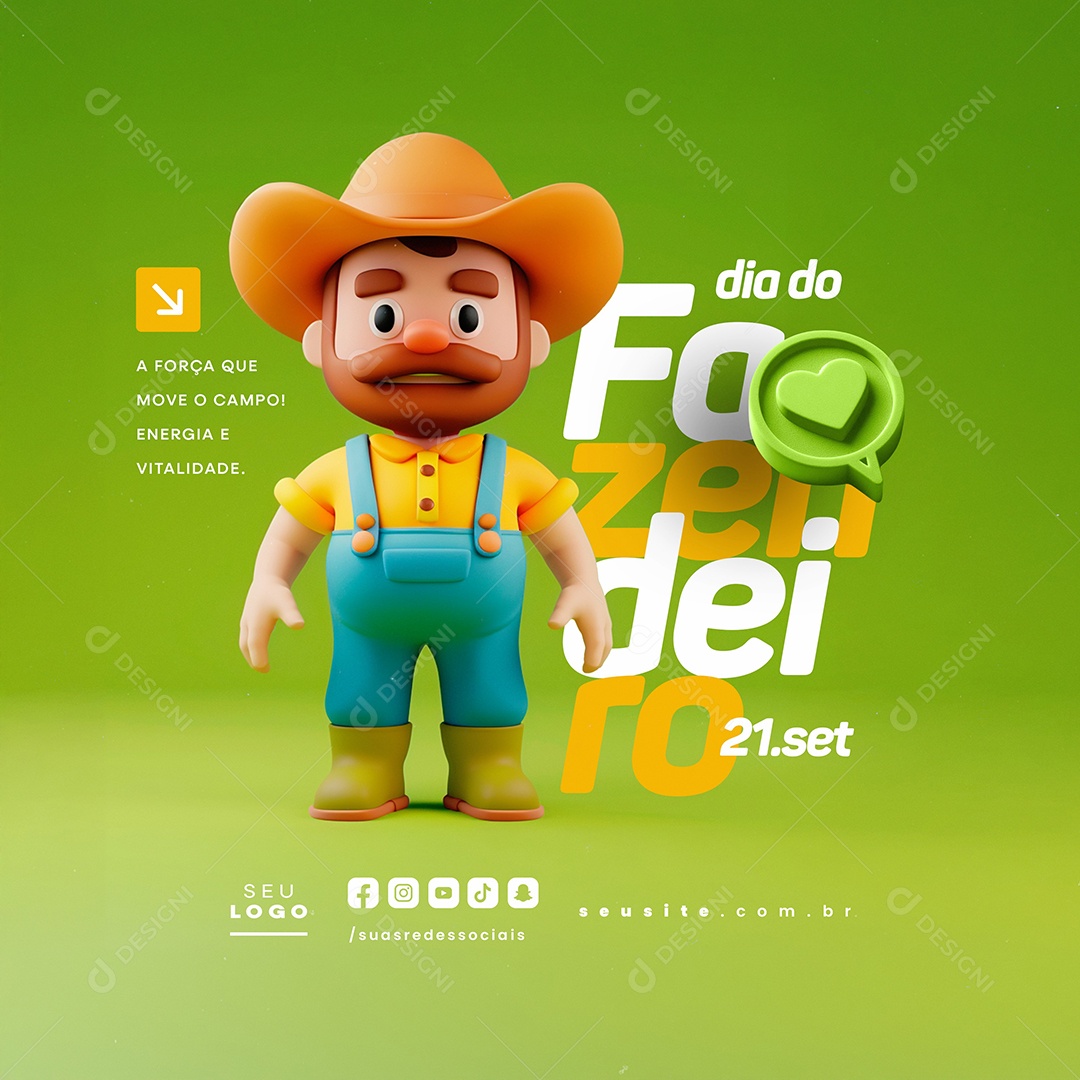 Dia Do Fazendeiro 21 De Setembro Social Media PSD Editável