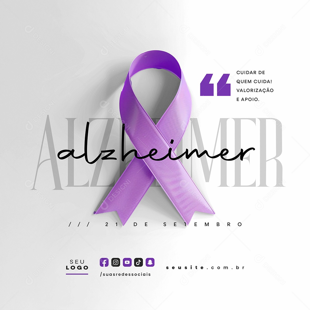 Dia Nacional da Doença de Alzheimer 21 de Setembro Cuidar Social Media PSD Editável