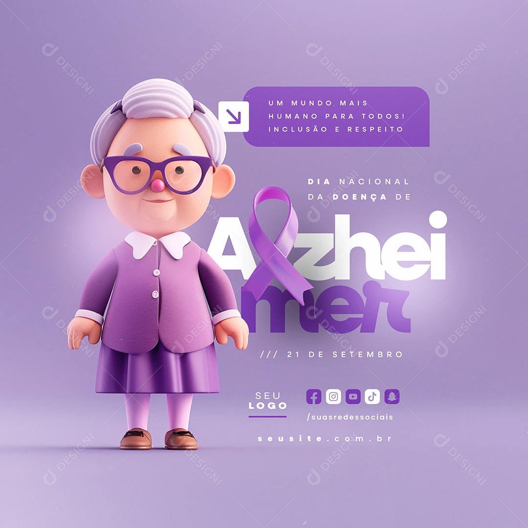 Social Media Dia Nacional da Doença de Alzheimer 21 de Setembro PSD Editável