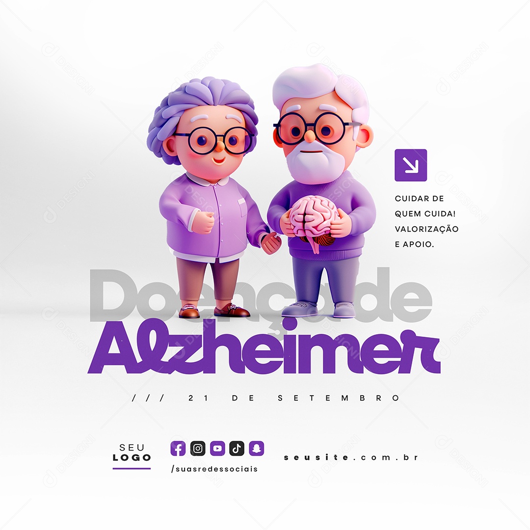 Dia Nacional da Doença de Alzheimer 21 de Setembro Social Media PSD Editável