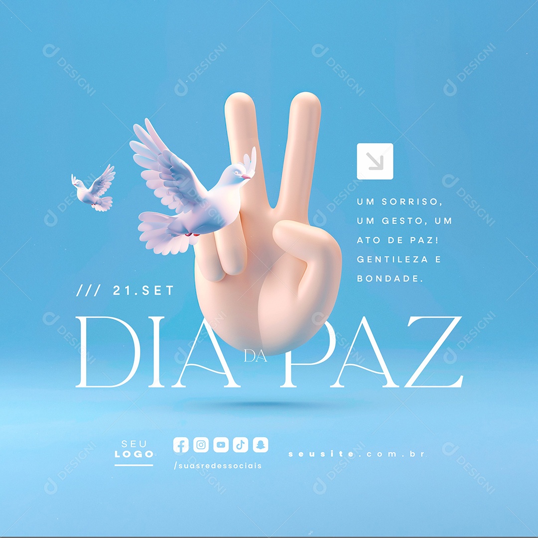 Social Media Dia da Paz 21 de Setembro Um Sorriso Um Gesto PSD Editável