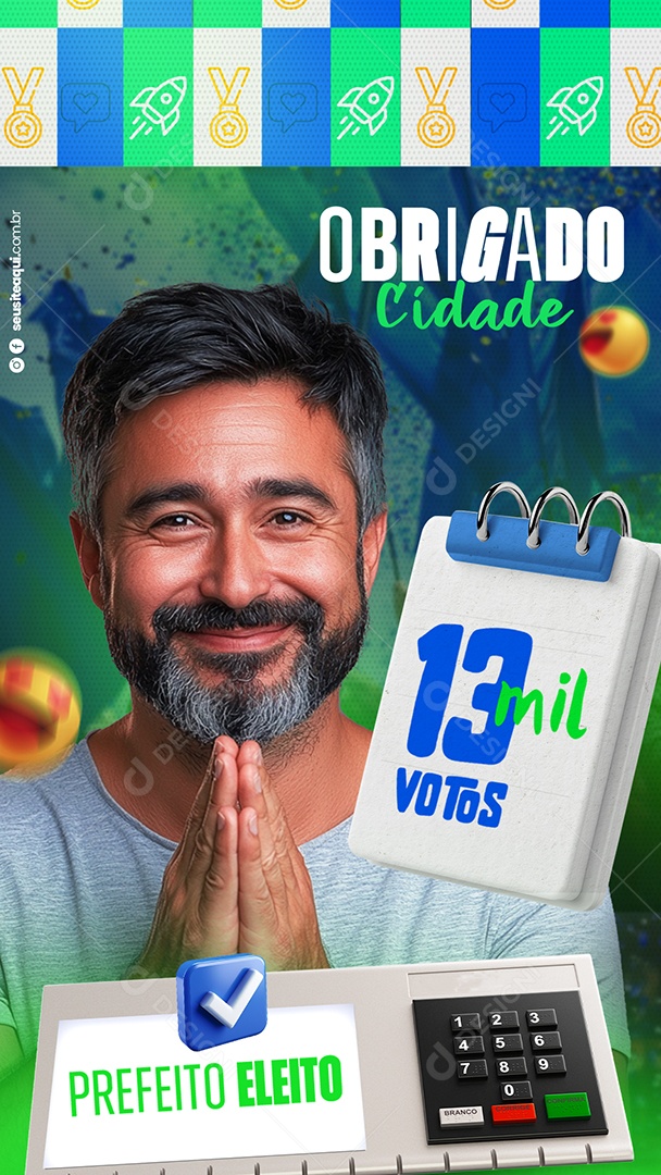 Story Politica Obrigado Cidade 13 Mil Votos Social Media PSD Editável
